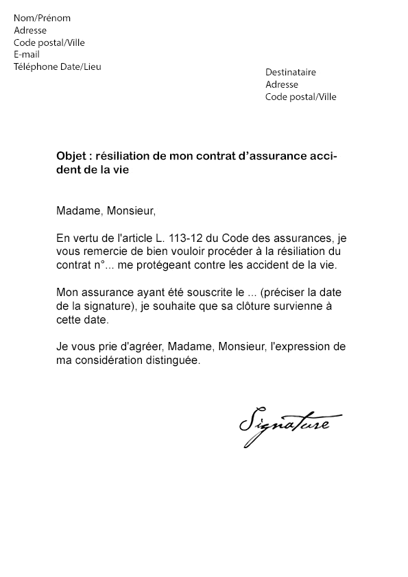 assurance vie accident